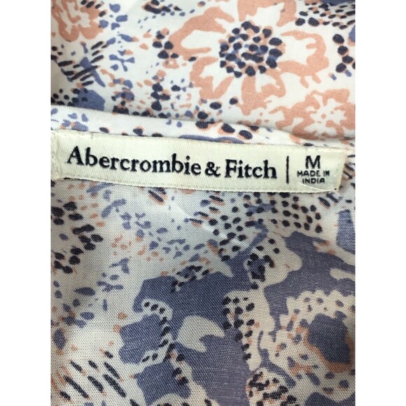 Abercrombie & Fitch Wrap Floral Dress Medium White Blue Rose Summer Boho lined - Picture 5 of 8
